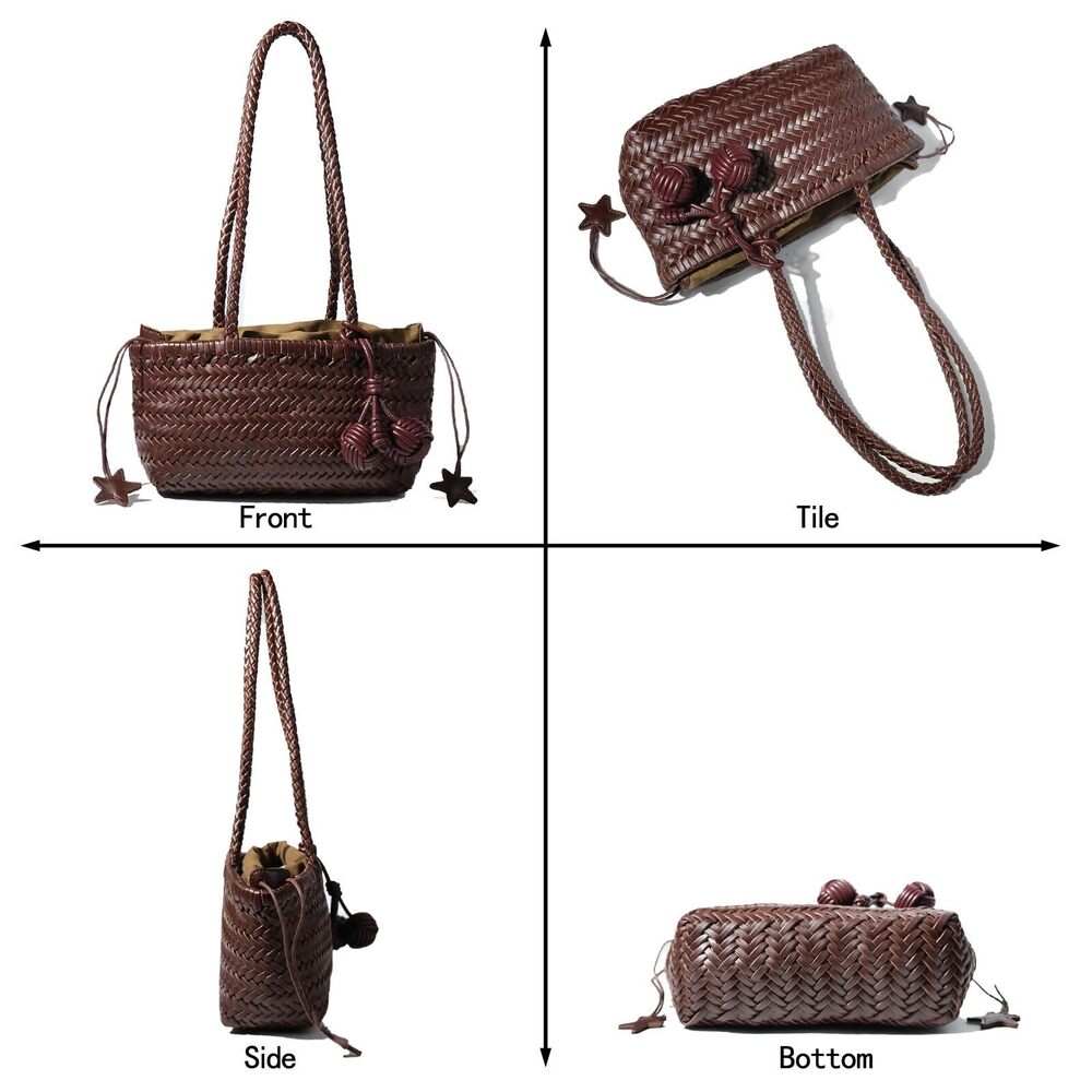 3422 Woven Shoulder Bag , Mini Hobo Purse, Cute Bucket Totes, Small - Picture 7 of 7